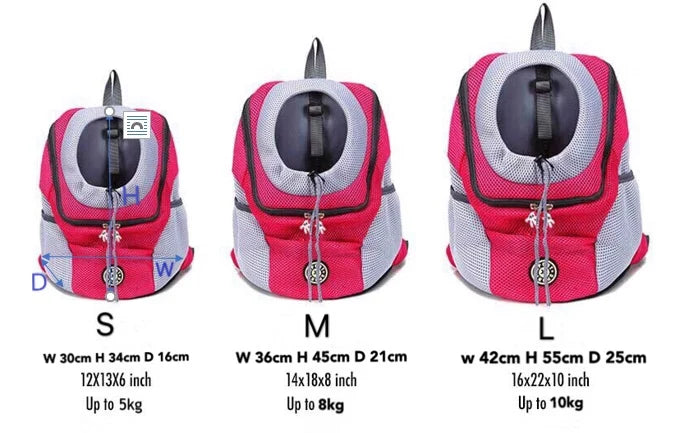 Portable Outdoor Pet Dog Carrier Travel Backpack - Front Bag Double Shoulder Mesh Backpack Head