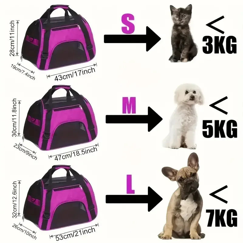 Portable Pet Carrier Bag - Breathable Mesh Travel Bags for Small Dogs, Cats & Puppies