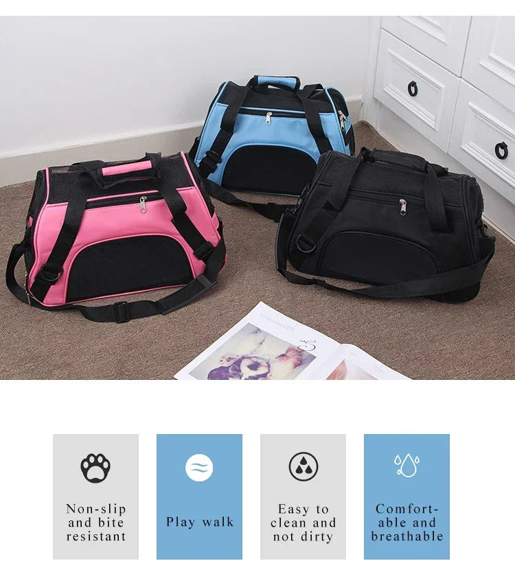 Portable Pet Carrier Bag - Breathable Mesh Travel Bags for Small Dogs, Cats & Puppies