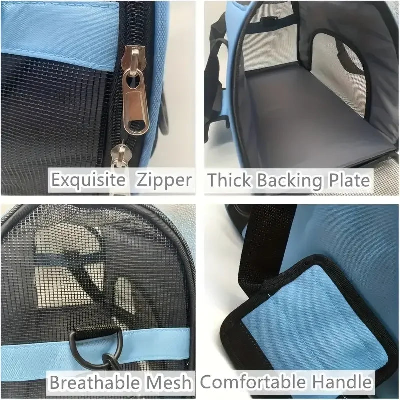 Portable Pet Carrier Bag - Breathable Mesh Travel Bags for Small Dogs, Cats & Puppies