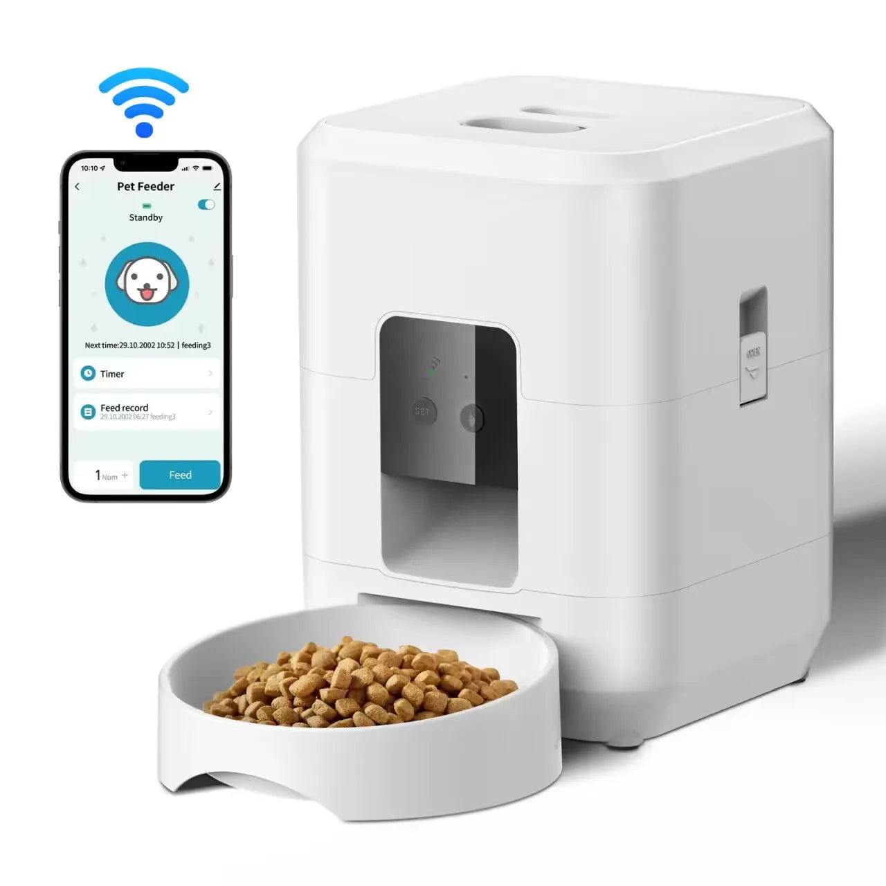 2L Smart Pet Feeder - Automatic Cat Feeder & Dog Slow Food Machine With Timed Quantitative Automatic Dispenser & Bowl