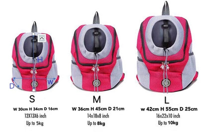 Portable Outdoor Pet Dog Carrier Travel Backpack - Front Bag Double Shoulder Mesh Backpack Head