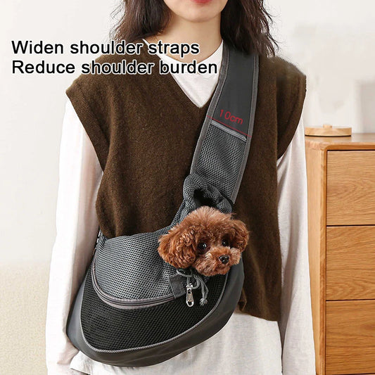 Pet Cat Dog Carrier Crossbody Shoulder Bag - Travel Tote Shoulder Bags with Mesh Sling Carry Pack Pet Carrying Supplies